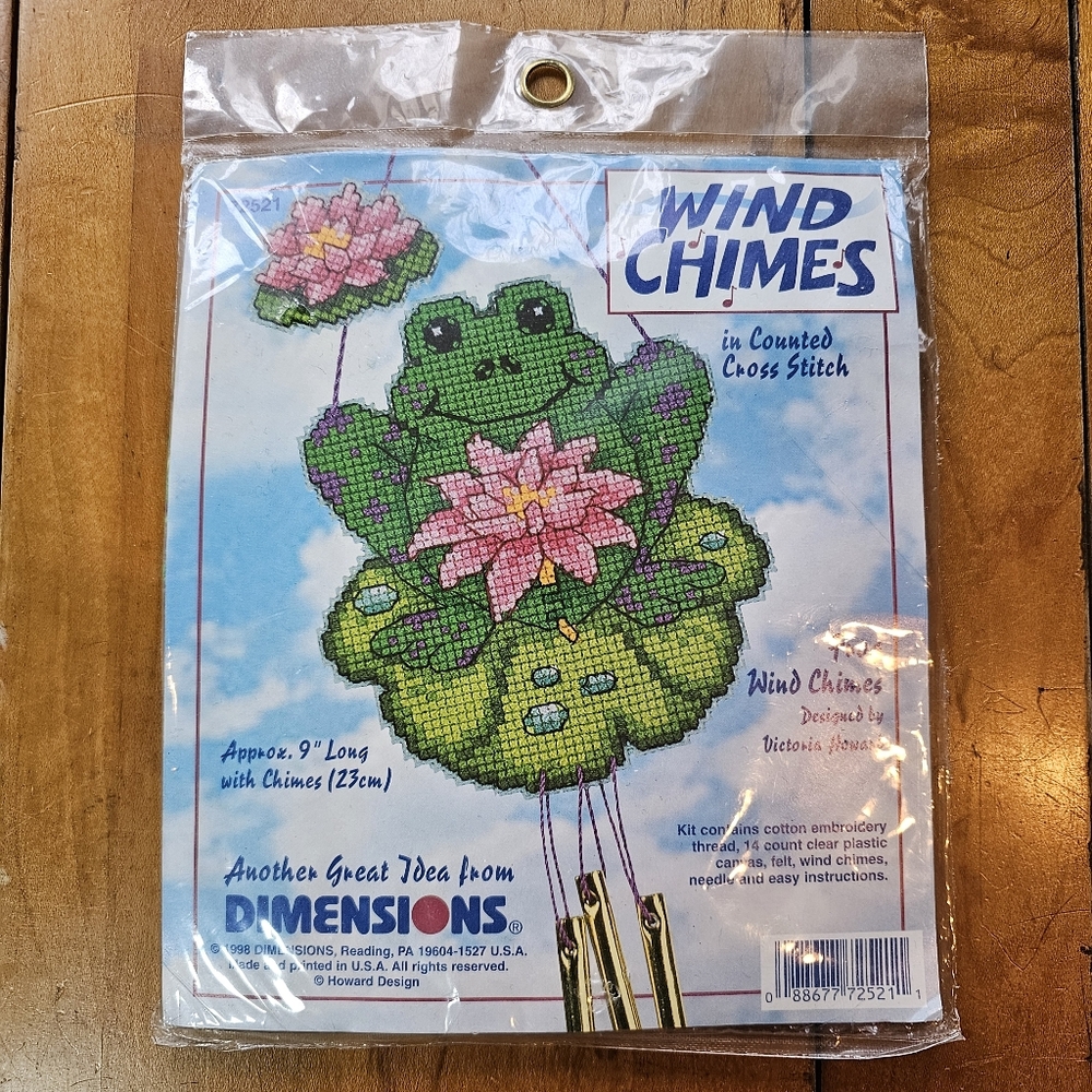 Vintage Counted‎ Cross Stitch Frog Windchime Craft Kit
